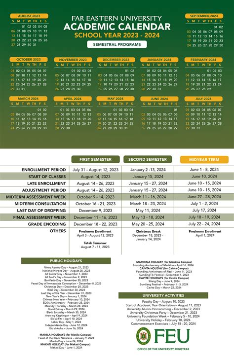 feu academic calendar